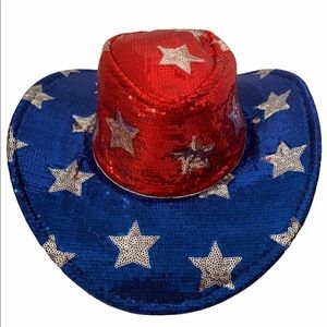 Red, blue and Silver Stars Adult Ladies Hat